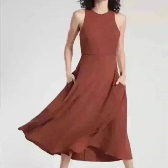 Athleta Womens Burnt  Orange Red Sleeveless Open Back Halter Dress XXS - Picture 2 of 5